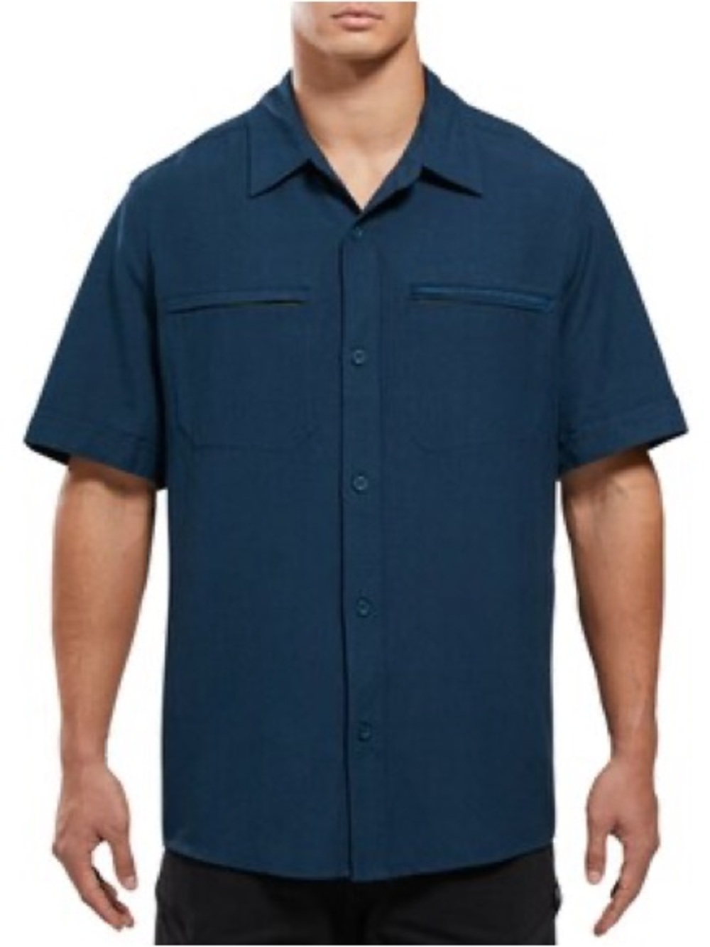 Viktos Men's Shemagh Button-Up Short Sleeve Shirt Cotton/Linen Blue Tactical